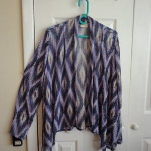 CHICO'S SHRUG SIZE    CHICOS 3  PURPLE AND WHITE